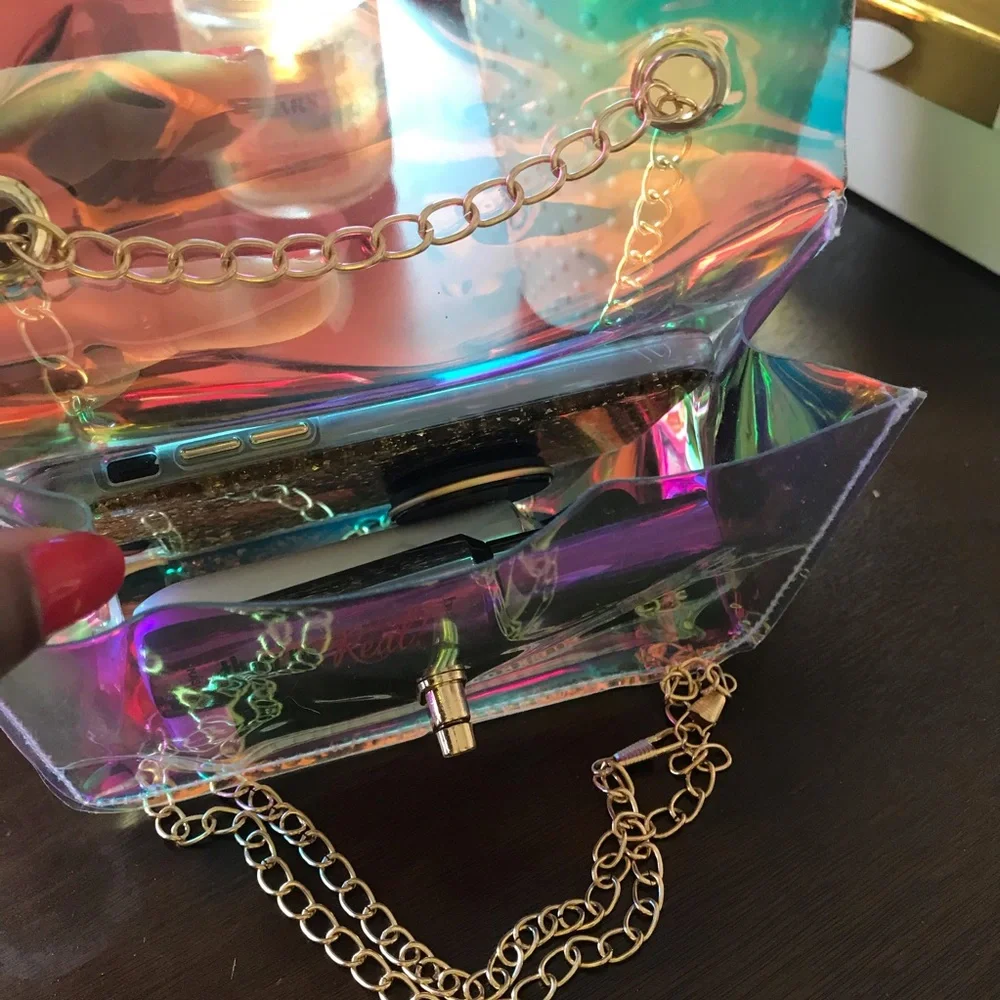 Holographic Crossbody Bag with Gold Chain - Picture 3 of 11